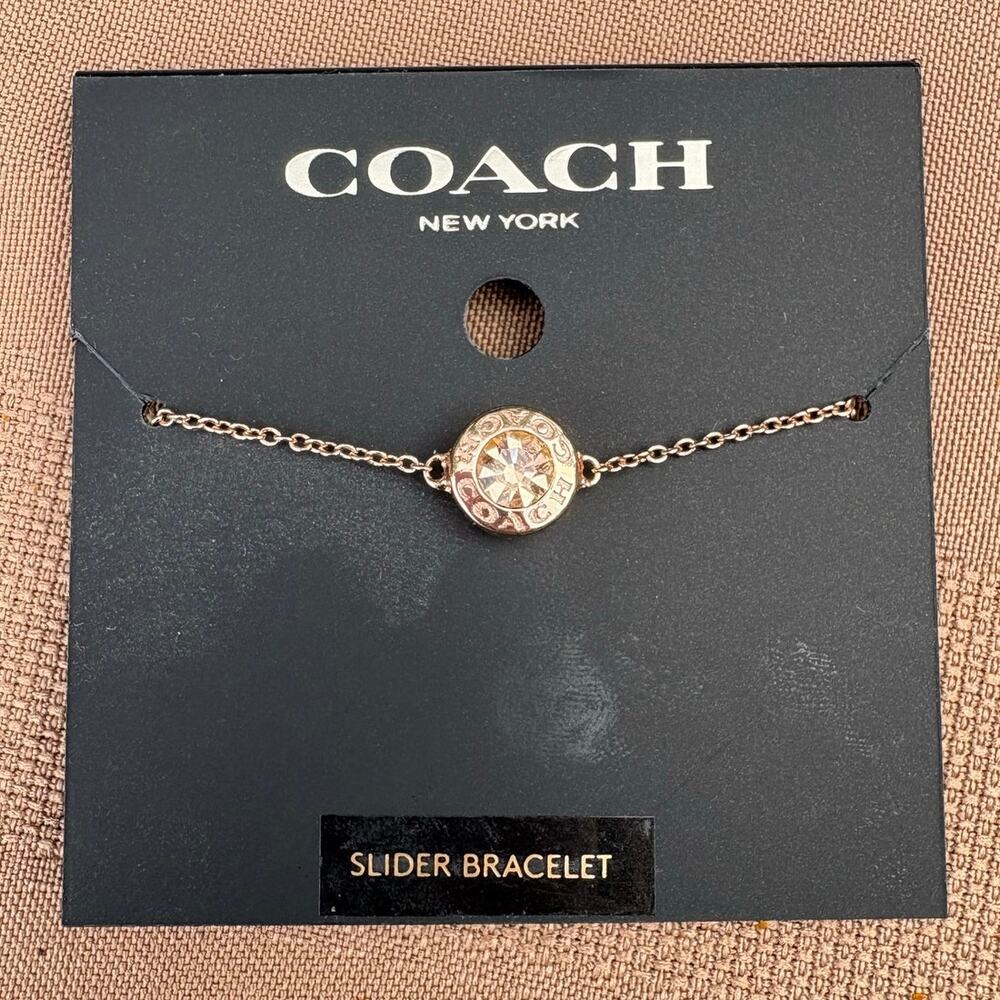 Coach F67072 Open Circle Slider Bracelet Rose Gold Crystal NWT $78